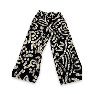 Haute Hippie Black White Batik Print Wide Leg Pants Linen Blend S